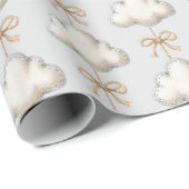 Bleke Blauwe Cloud Nine Baby Shower Cadeaupapier (Rol Hoek)
