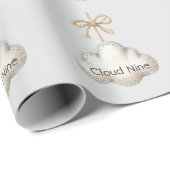 Bleke Blauwe Cloud Nine Baby Shower Cadeaupapier (Rol Hoek)