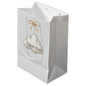 Bleke Blauwe Cloud Nine Baby Shower Medium Cadeauzakje (Voorkant Gekanteld)
