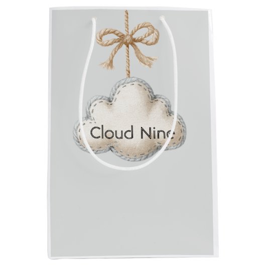 Bleke Blauwe Cloud Nine Baby Shower Medium Cadeauzakje (Voorkant)