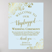 Bleke blauwe en gouden bruiloft zonder stopcontact poster (Voorkant)