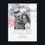 Bleke Blauwe en stoffige Roze Bloemen Bewaar de Da Aankondigingskaart<br><div class="desc">Stoffig blauw en roze bloemen elegante foto opslaan van de datum briefkaarten - voel je vrij om de zwart-wit foto filter te verwijderen in de "aanpassen" modus.</div>