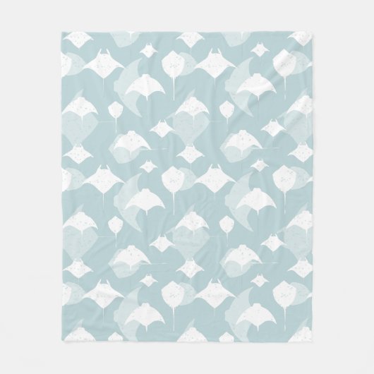 Bleke Blauwe en Witte Manta Ray en Stingray Fleece Deken (Voorkant)