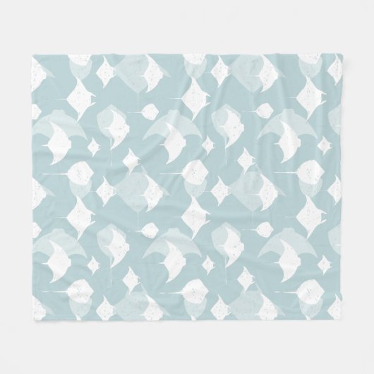 Bleke Blauwe en Witte Manta Ray en Stingray Fleece Deken (Voorkant (Horizontaal))