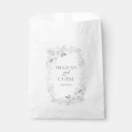 Bleke blauwe en witte rozen bruiloft bedankzakje