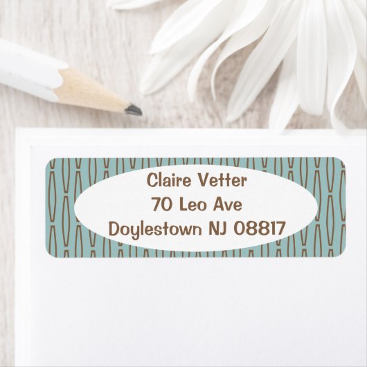 Bleke blauwe geometrische herhaling etiket (Insitu)