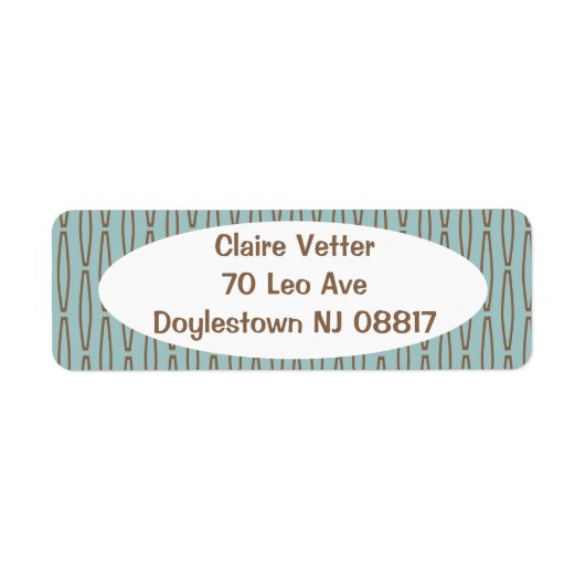 Bleke blauwe geometrische herhaling etiket (Voorkant)