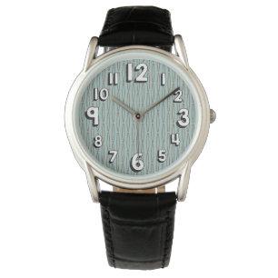 Bleke blauwe geometrische herhaling horloge