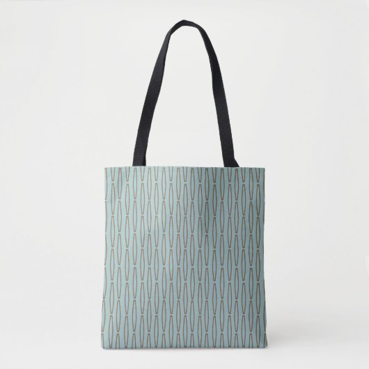 Bleke blauwe geometrische herhaling tote bag (Voorkant)