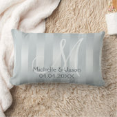 Bleke blauwe grijze zilver gestreept bruiloft kussen (Deken)