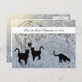 Bleke Blauwe  Kat Bewaar de Datum Aankondigingskaart (Voorkant / Achterkant)