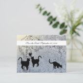 Bleke Blauwe  Kat Bewaar de Datum Aankondigingskaart (Staand voorkant)