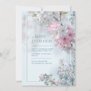 Bleke Blauwe Nevelige Romantische Sakura Gouden Fr Kaart