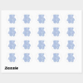 Bleke Blauwe Pastel Gingham Teddybeer Ronde Sticker (Vel)