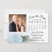 Bleke Blauwe Roos Elegante Trouwkalender & Foto Save The Date (Voorkant)
