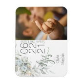 Bleke Blauwe Roos en Foliage Foto Sla de Datum op Magneet (Verticaal)