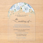 Bleke Blauwe Rozen Acryl Huwelijksuitnodiging Acryl Uitnodigingen (Voorkant)