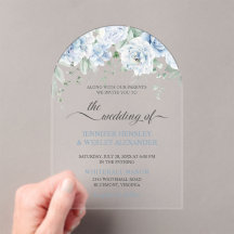 Bleke Blauwe Rozen Acryl Huwelijksuitnodiging