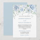 Bleke Blauwe Rozen Hortensia's Huwelijksuitnodigin Kaart (Voorkant / Achterkant)