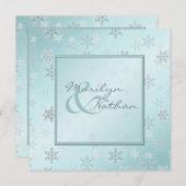 Bleke blauwe sneeuwvlokken Uitnodiging tot bruilof (Voorkant / Achterkant)