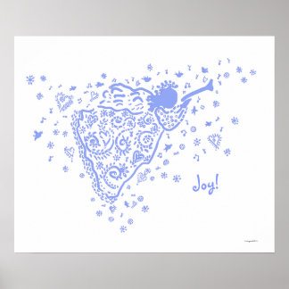 Bleke Blauwe Trompet Engel poster