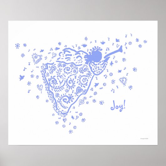 Bleke Blauwe Trompet Engel poster (Voorkant)