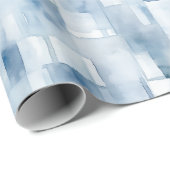 Bleke Blauwe Waterverf Abstract Cadeaupapier (Rol Hoek)