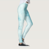 Bleke Blauwe Waterverf Patroon Leggings (Rechts)