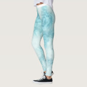 Bleke Blauwe Waterverf Patroon Leggings (Links)
