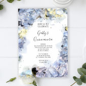 Bleke blauwe Waterverf Quinceanera Partij Kaart