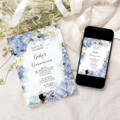 Bleke blauwe Waterverf Quinceanera Partij Kaart