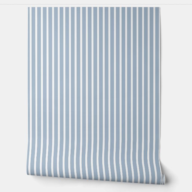 Bleke Blauwe Witte Strepen Behang (Afrollen)
