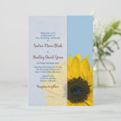 Bleke blauwe zonnebloem Uitnodiging tot bruiloft (Staand voorkant)