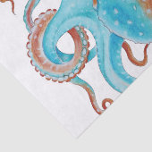 Bleke Blauwgroen blauwe octopus Waterverf Tissuepapier (Detail)