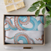 Bleke Blauwgroen blauwe octopus Waterverf Tissuepapier (Geschenk)