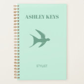 Bleke blauwgroen elegante vogel planner (Voorkant)