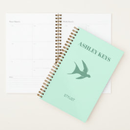 Bleke blauwgroen elegante vogel planner