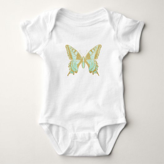 Bleke blauwgroene vlinder romper (Voorkant)