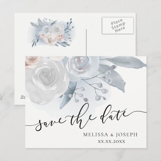 bleke bloemen | behalve de datum aankondigingskaart (Voorkant / Achterkant)