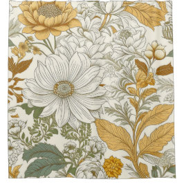 Bleke bloemen douchegordijn