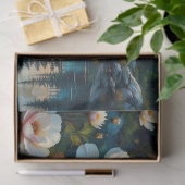 Bleke bloemen groeien langs blauwe rivier, Bergen Tissuepapier (Geschenk)