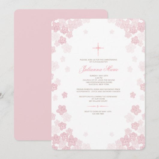 Bleke Bloemen Religieuze Uitnodiging (Voorkant / Achterkant)