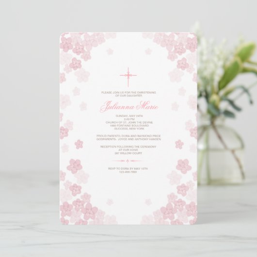 Bleke Bloemen Religieuze Uitnodiging (Staand voorkant)