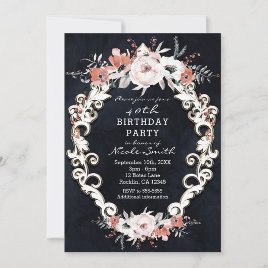 Bleke bloemendonkerkrijt Elegant verjaardagsfeestj Kaart (Voorkant)