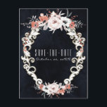 Bleke Bloemige Donkere Krijt Elegante Save the Dat Aankondigingskaart<br><div class="desc">Personaliseer met elke tekst.</div>