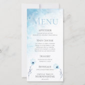 Bleke Blue Anemone Waterverf Wedding Menu (Voorkant)