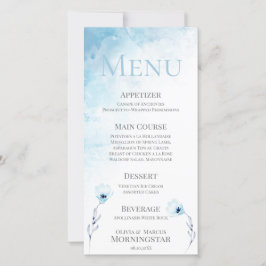 Bleke Blue Anemone Waterverf Wedding Menu