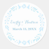Bleke Blue Aqua Garland Wreath Wedding Sticker (Voorkant)