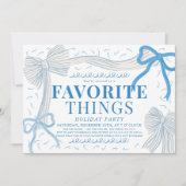 Bleke Blue Bows Favoriete dingen Vakantie Feest Kaart (Voorkant)