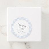 Bleke Blue Gingham Boy's Baby shower Bedankjes Labels (In situ)